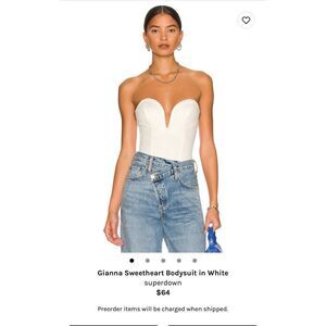 NWT Superdown Giana sweetheart body suite | white S Revolve bodysuit